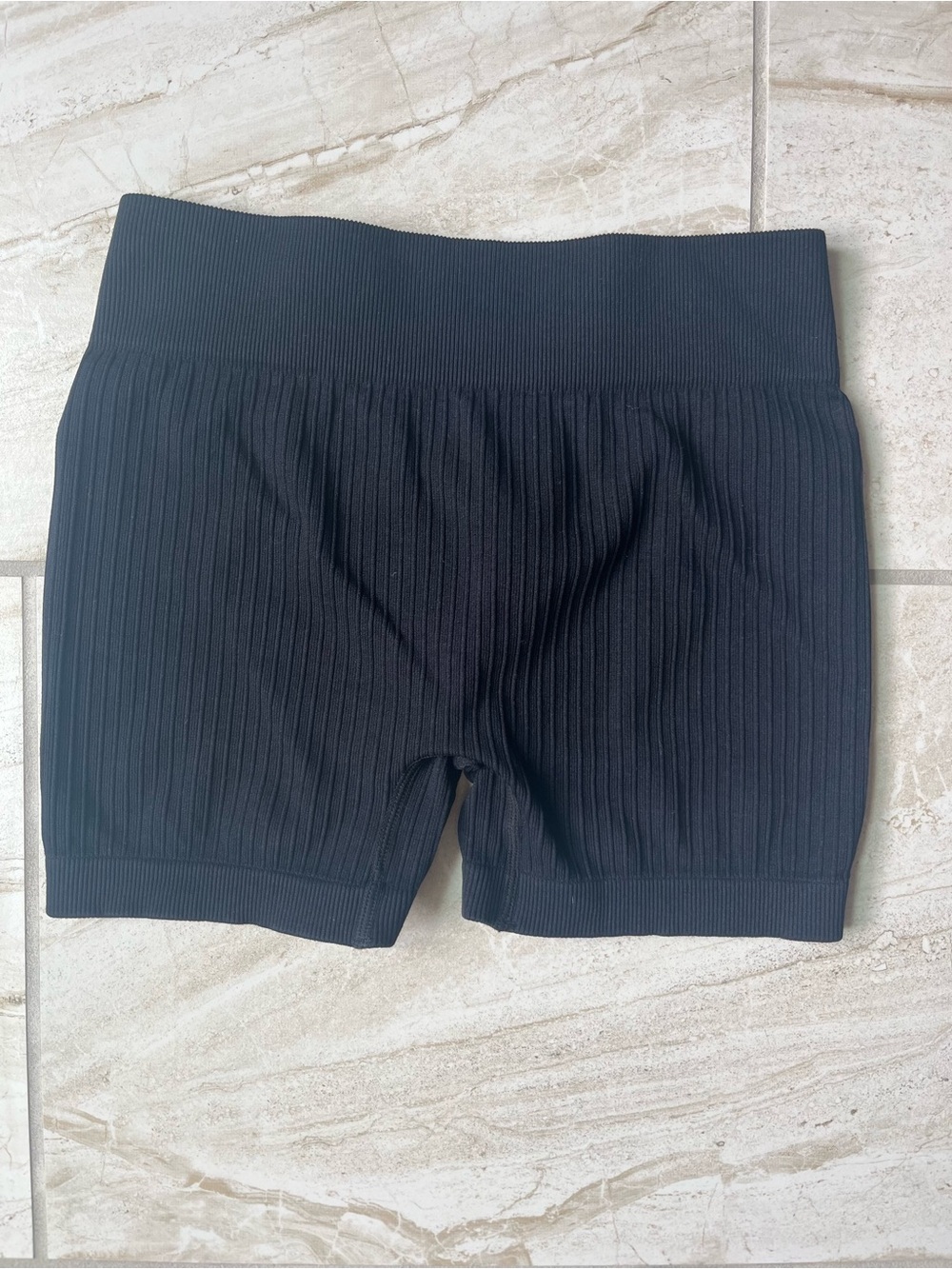 Black Seamless Ribbed Scrunch Butt Biker Shorts Size Medium High Waist